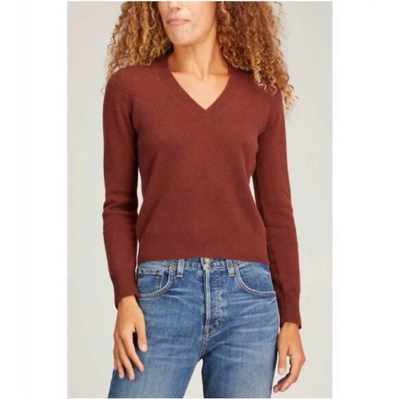 NWT Nili Lotan Sterling Top Cashmere Sweater Size XS Dark Rust $650 - Picture 1 of 12